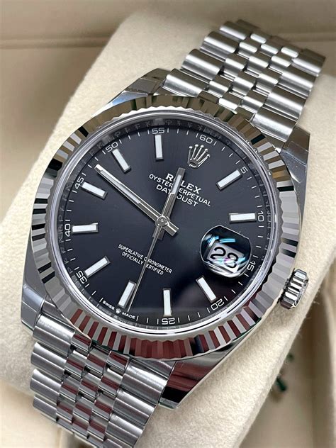 silver and black rolex|rolex datejust 41mm black.